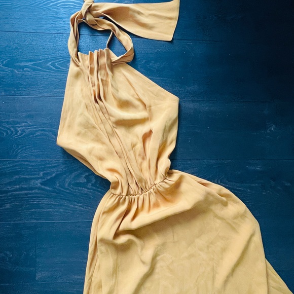 ZARA Limited Edition Mustard Yellow Halter Neck Maxi Dress - Picture 12 of 14